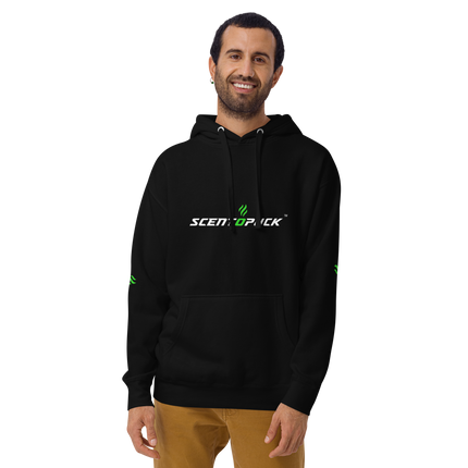 Unisex Hoodie - Black/Printed DTF with sleeve logos