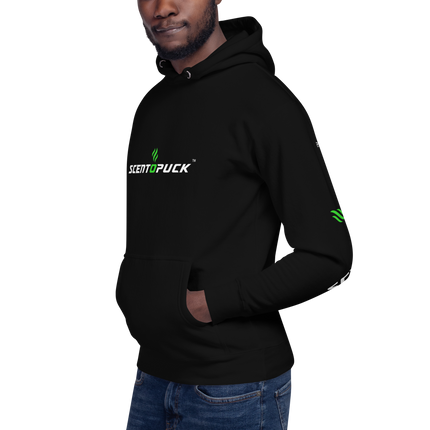 Unisex Hoodie - Black/Printed DTF with sleeve logos