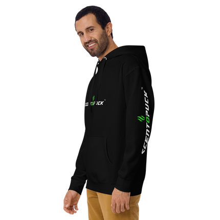 Unisex Hoodie - Black/Printed DTF with sleeve logos