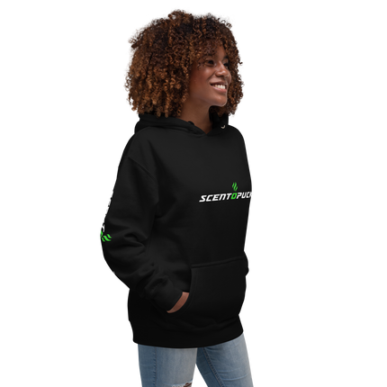 Unisex Hoodie - Black/Printed DTF with sleeve logos